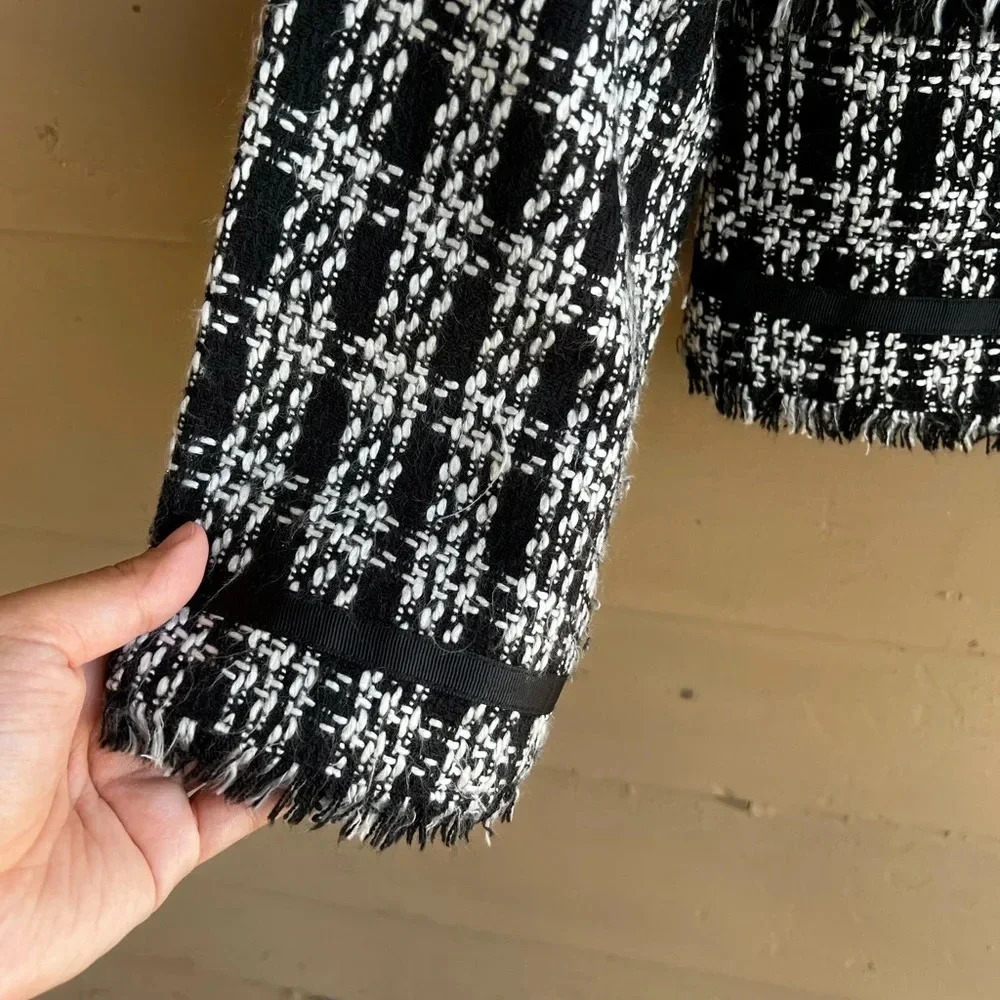 Black and White Tweed Jacket - Women's Size 12 - Picture 3 of 5